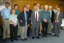 Jim Titchmarsh, George Cannel, John Irven, Charles Kao, George Hockham, Charlie Sandbank, Phil Black, Gary Sapsford, Simon Laurence, Brian Prossor, Ron Lomax, Robin Thompson - photo at 2002 reunion, by Richard Epworth